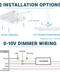 LED Canopy Light 150W 0-10V Dimmable 100-277V IP65 Waterproof ETL Listed 5700K installation and wiring options