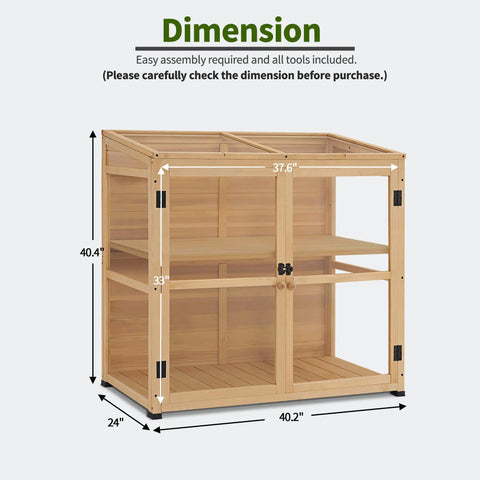 Wooden Cold Frame Greenhouse Cabinet Kit With Adjustable Shelf And Lockable Door For Backyard Garden Pros And DIYers, Fully Transparent Polycarbonate Panels For Outdoor And Indoor Use, Boost Seed Germination