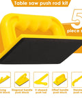 Five Pack Safety Push Blocks And Push Sticks Set For Table Saw Band Saw And Router Table with images of various push blocks
