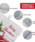 Must Have Farmhouse Christmas Dish Drying Mat With Cows And Red Truck Design For Kitchen Counter; featuring features like soft material, strong edge, hanging loop, and breathable bottom