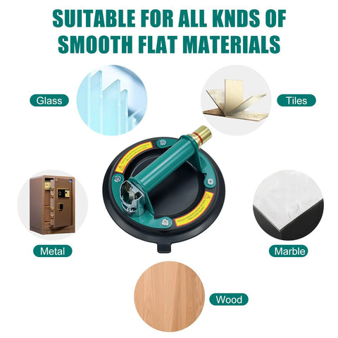 Two 8-inch heavy-duty glass suction cups with green base for lifting glass, tiles, marble on smooth surfaces