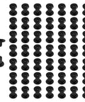 Grab Boss Chicago Screws For Book Binding And Riveting A Gang Size Pack Of 50 M4X8mm Slotted Dual Head Binding Screws With Black Finish arranged in a grid.