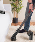 Using a 3 Pack 25 mm Vacuum Brush Heads With 1.25 To 1.38 Inch Hose Adapter on a carpeted floor for gentle cleaning