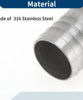 316 stainless steel hose barb fitting, I-shaped male, 1.6 in OD, 1.2 in BSPT, silver