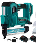 Cordless 2in1 Brad Nailer And Stapler, 18 Gauge Electric Power Tool, includes batteries, fastener kit, ideal for DIY projects.