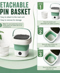 Portable Foldable Mini Washing Machine With Fast Spin Dryer And Flexible Wash Options For Baby Gear Gym Socks and Road Trips with detachable basket.