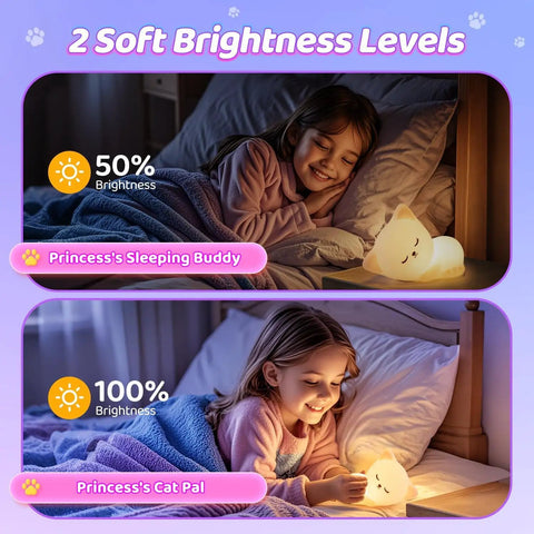Kids Night Light Puppy Lamp With Remote And 16 Color Modes, Dimmable Night Light With Timer next to sleeping child