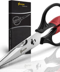 Heavy Duty Come Apart Kitchen Scissors For Chicken Meat And Veggies Easy To Clean Split Kitchen Shears For Food Prep 9 Inch Long With Black And Red Handles Durable Multi Purpose Kitchen Tool