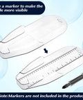 Two Pack Crappie Fast Check Fish Measuring Board 13.5 By 5.3 Inches Plastic Ruler For Quick Length Estimates, Easy Clean Bump Board Kit In Blue And White, marker shown for scale