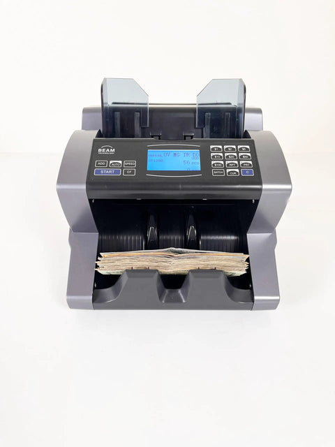 High Speed Money Counter With Multi Currency Value Count And Counterfeit Bill Detector Four Currencies USD CAD MXN EUR Add And Batch Modes LCD Display For Cash Biz