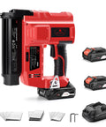Cordless 18 Gauge Brad Nailer 2 In 1 Electric Nail Gun With 20v Batteries Fast Charger includes 2 batteries and fast charger.