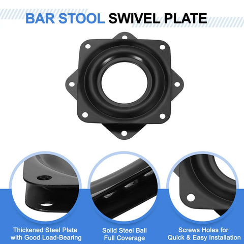 Set Of 4 Bar Stool Swivel Replacement Plates For 360 Degree Spin, black square ball bearing swivel base with slot holes
