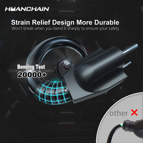 Close-up of 100 Ft Heavy Duty Extension Cord 16 Gauge Black Indoor Outdoor Water Resistant SJTW 3 Prong Grounded plug design