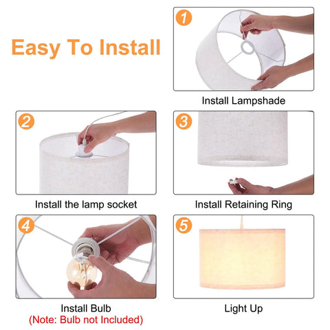 Installing steps for Game Changing Plug In Pendant Light With Adjustable Fifteen Foot Rope Cord And Chill Linen Fabric Shade.