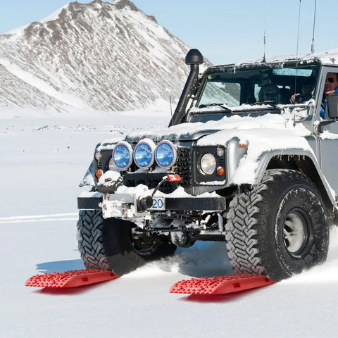 Long Red 10 Ton Traction Boards For Off Road Adventures, Beefy Heavy Duty Recovery Mats Made Of PP Material For Trucks SUVs