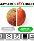 Comparison of apple preserved with Vacuum Sealer Bags For Food 11x20 Inches Pack Of 3 Rolls, BPA Free, showing fresh and decayed halves