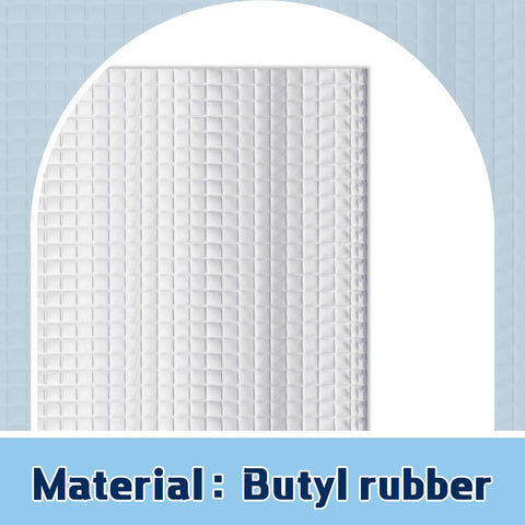 Six Inches By Thirty Three Feet Peel And Stick Roofing Roll With Strong Bond Rubber Adhesive And Sun Shield Aluminum Top, butyl rubber material close-up.