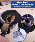 4 In 1 Adjustable Wrench And Bottle Opener Tool For Grinders shown fitting grinder disc, durable nickel plated steel