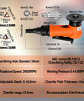 Amazon 2-in-1 mini pneumatic chamfering machine, orange handheld air tool with 1/4 in inlet, 30,000 RPM