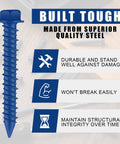 200-Piece Pro Grade Heavy Duty Set Of 1/4 By 1-3/4 Inch Hex Head Concrete Screws With Two 3/16 Inch Drill Bits Blue Slotted Masonry Anchors