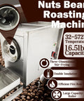 Heavy Duty Commercial Gas Coffee Roaster Featuring A Rock Solid Stainless Steel Drum And Full Automatic Controls For Beans Nuts Peanuts Seeds With No Sweat Operation And Straight Fire Results, showcasing three-dimensional stir-frying.