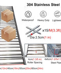 Top Shelf Portable Roller Conveyor Belt System With Hella Tough Rust Proof Stainless Steel Rollers And Zero Hassle Foldable Design For Super Smooth Warehouse Moves Today with 304 stainless steel and boxes.