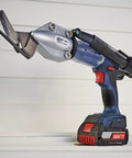 Drill Powered Vinyl Siding Cutter Attachment Turbo Shear for Cordless and Corded Drills, side view on white backdrop