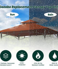 Grill Gazebo Replacement Canopy Roof For 5 Foot By 8 Foot Outdoor BBQ Gazebo Top Cover Burgundy With Durable Polyester Fabric Double Layer Shelter Fit For Model L GG001PST F in sun and rain.