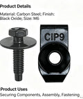 Heavy Duty Auto Shop Staple No Sweat Rig 60 Piece M6 1.0X25Mm Black Hex Head Sems Bolt And Extruded U Nut Hardware Kit, carbon steel.