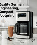 PureFlavor 14 Cup Programmable Coffee Maker With Lightning Fast Brew Touch Display Brew Over Ice Mode Flavor Carafe BrewChoice Plus And Adjustable Warm Plate on kitchen counter