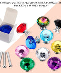 Crystal Drawer Pulls 20 Pack Diamond 30mm Cabinet Knobs in multicolor with hardware screws and packaging box