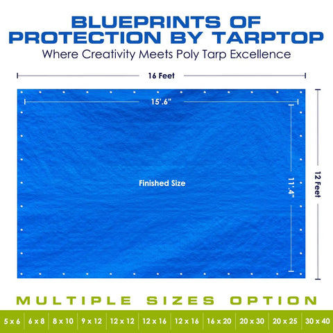 Blueprint of Built Tough Heavy Duty Poly Tarp 20x30ft Waterproof Weatherproof Cover With Grommets Every 3Ft diagram