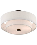 Ceiling Mount Light In English Bronze With Classic Transitional Style Durable Steel Construction Handcrafted Oatmeal Fabric Shade