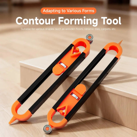 Adjustable Lock Contour Gauge For Nailing Irregular Shapes With Hella Precision As A Versatile Profile Duplicator And Scribing Tool. Contour forming tool on wooden surface.
