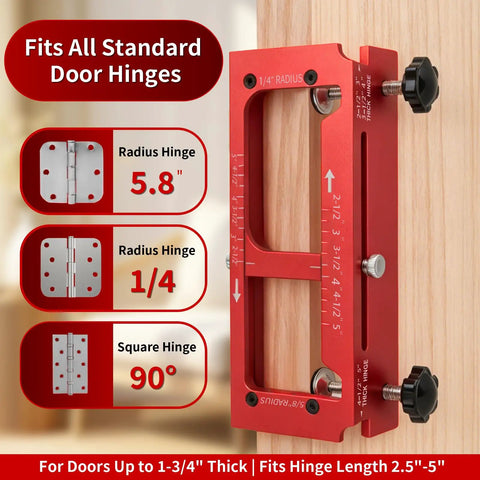 Heavy Duty Door Hinge Jig For Router Rock Solid 6061 Aluminum Adjustable Mortise Template For 2.5 To 5 Inch Hinges precision tool for hinges
