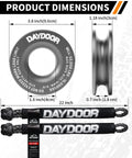 Heavy Duty 1/2 Inch Soft Shackles For Off Road Recovery Kit Featuring 56000 Pound Breaking Strength Uhmwpe Rope And Aluminum Anchor Ring dimensions and details image.