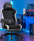 Ergonomic Gaming Chair With Footrest And Lumbar Support Boss Level Comfort In High Back Recliner 350 Lb Capacity Height Adjustable For Home Office Or Long Gaming Sessions Breathable Fabric Black in modern office setup