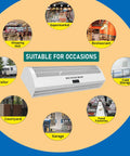36 Inch Wall Mounted Air Curtain For Commercial Doors With Magnetic Switch Zero Hassle Setup Energy Saving Dust And Pest Blocker Straight Up Powerhouse Built Tough For Retail Shop suitable for various commercial environments like supermarkets, restaurants, and garages.