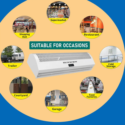 36 Inch Wall Mounted Air Curtain For Commercial Doors With Magnetic Switch Zero Hassle Setup Energy Saving Dust And Pest Blocker Straight Up Powerhouse Built Tough For Retail Shop suitable for various commercial environments like supermarkets, restaurants, and garages.