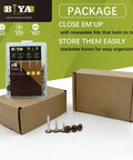Solid As A Rock Brown Wood Screws 120 Piece Assortment Size 8 self tapping truss head screws in packaging with assorted box sizes.