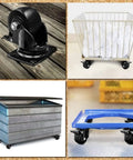Badass Heavy Duty Polyurethane Caster Wheels With Total Locking Brake Double Ball Bearing Industrial Grade Solid Low Profile Butter Smooth Silent Roll Two Thousand Pound Capacity Pack Of Four on a cart and bin.