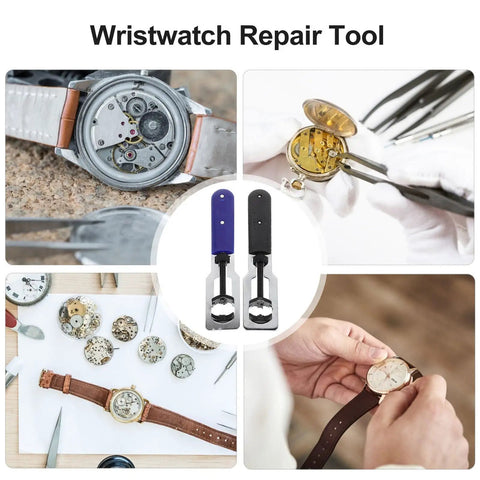 Must Have Dual Function Watch Case Opener And Spring Pin Tool Set shown in use with watches and tools