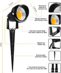 Diagram of 10W Low Voltage LED Landscape Lights 12V 24V Waterproof Outdoor Spotlights 1000LM Warm White 3000K 20 Pack details