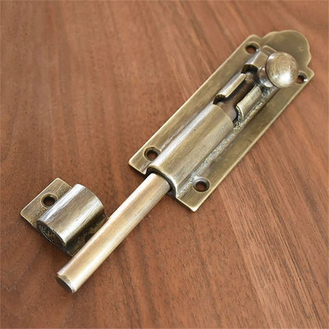 Heavy Duty Bronze Sliding Bolt Door Latch With Screws barrel bolt lock on wood surface for barn patio gate and cupboard