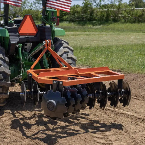 3 Point 6-Foot Notched Disc Harrow Plow Attachment For Cat 1 Tractors With 16-Inch Notched Discs for tilling and loosening soil