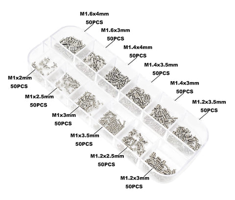 Go To Metric 12 Size Phillips Flat Head Screw Set With Magnetic Ni Plated Steel Handy Tiny Screws Kit Includes M1 M1.2 M1.4 M1.6 Sizes And Mixed Lengths From M1x2mm To M1.4x4mm For Electronics DIY And Small Repairs in a clear box