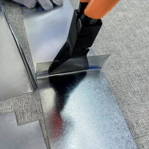 Using 11 Inch Hand Seamers Sheet Metal Pliers With PVC Handle And Straight Jaws For Easy Bending And Flattening Of Aluminum Or Steel In Tight Spaces