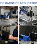 Heavy Duty Electric Servo Tapping Machine Up To M24 With Kickass Torque Protection and Slick 360 Degree Universal Arm in metal shop.