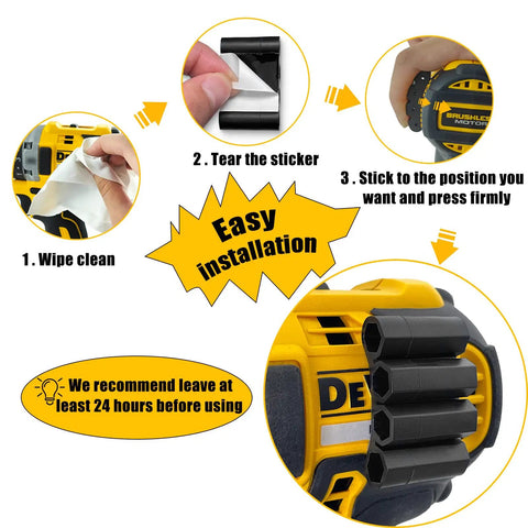 Easy installation steps for Pro Grade Magnetic Drill Bit Holder Holster Attaches To Your Drill Holds Up To Four One Quarter Inch Bits Screws