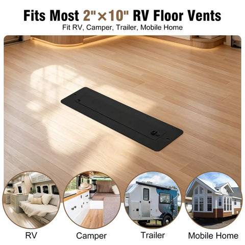 Aluminum RV Floor Vent Cover Kit 2x10 Magnetic Removable Floor Register Trap Black Inside for RV Heater Vent Replacement